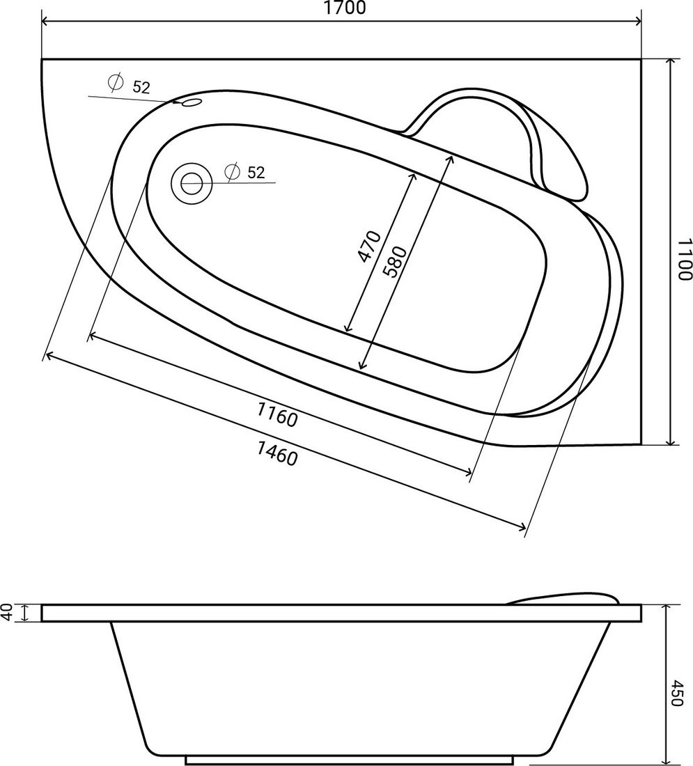 Ванна акриловая Lauter Valencia 170x110 / 2102170R Ванна акриловая Lauter Valencia 170x110 / 2102170R
