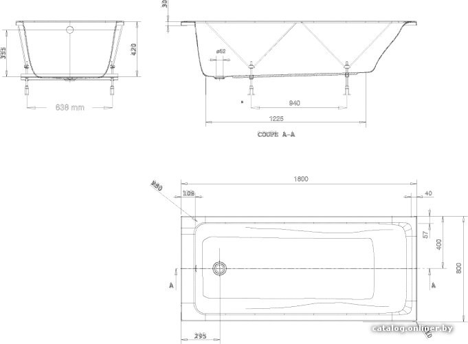 Ванна акриловая Jacob Delafon Odeon Up 180x80 / E6048RU-00 Ванна акриловая Jacob Delafon Odeon Up 180x80 / E6048RU-00