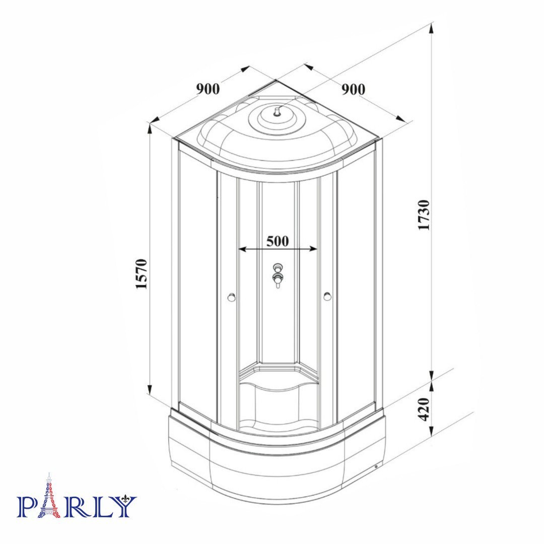 Душевая кабина Parly BETT B921 90x90 стекла матовые, профиль хром Душевая кабина Parly BETT B921 90x90 стекла матовые, профиль хром