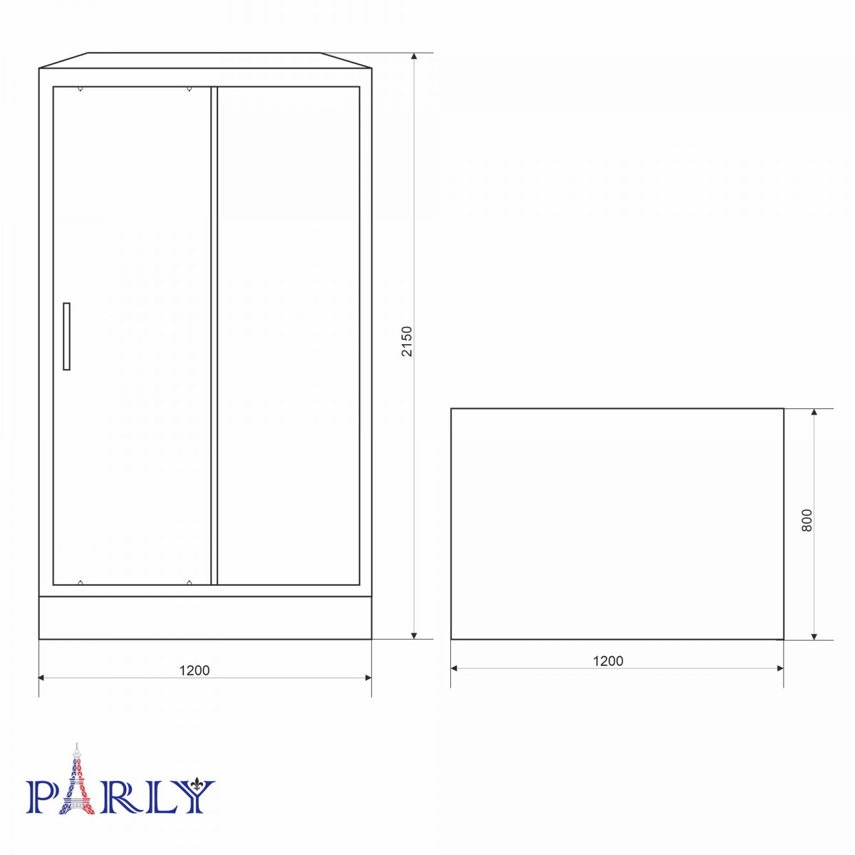 Душевая кабина Parly BETT B120 80x120 стекла матовые, профиль черный Душевая кабина Parly BETT B120 80x120 стекла матовые, профиль черный