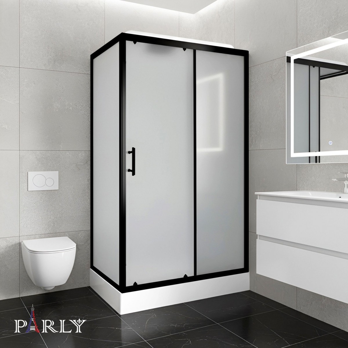 Душевая кабина Parly BETT B120 80x120 стекла матовые, профиль черный Душевая кабина Parly BETT B120 80x120 стекла матовые, профиль черный