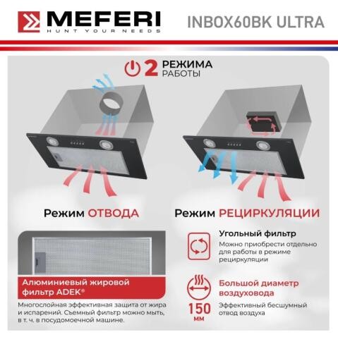 Встраиваемая вытяжка Meferi INBOX60BK ULTRA Встраиваемая вытяжка Meferi INBOX60BK ULTRA