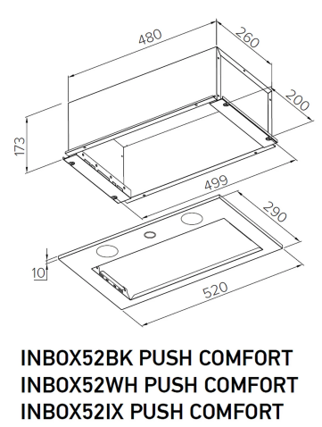 Встраиваемая вытяжка Meferi INBOX52BK PUSH COMFORT Встраиваемая вытяжка Meferi INBOX52BK PUSH COMFORT