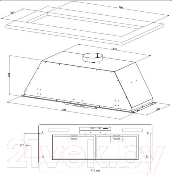 Скрытая вытяжка Korting KHI 9931 N Скрытая вытяжка Korting KHI 9931 N