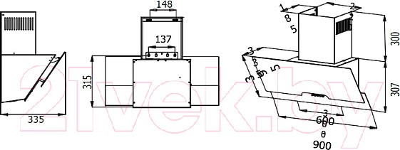Наклонная вытяжка Evelux Rikka 60 WG Наклонная вытяжка Evelux Rikka 60 WG