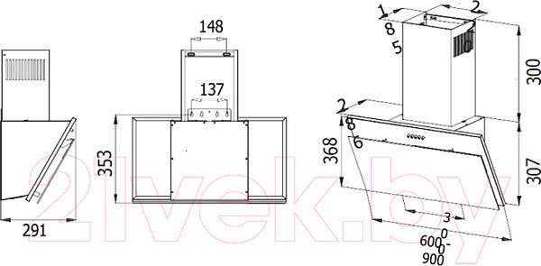 Наклонная вытяжка Evelux Wing 60 BG Наклонная вытяжка Evelux Wing 60 BG