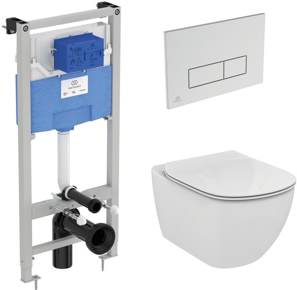 Комплект инсталляция с унитазом Ideal Standard Tesi Aquablade + кнопка Oleas M2 хром S0079R0121AA Комплект инсталляция с унитазом Ideal Standard Tesi Aquablade + кнопка Oleas M2 хром S0079R0121AA
