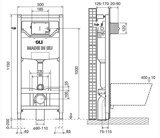 Инсталляция Oli 120 PLUS 885052 с клавишей смыва Slim INOX 888561 белое золото Инсталляция Oli 120 PLUS 885052 с клавишей смыва Slim INOX 888561 белое золото