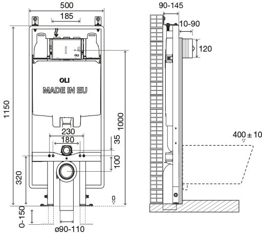Инсталляция для унитаза OLI 74 plus S90 Инсталляция для унитаза OLI 74 plus S90