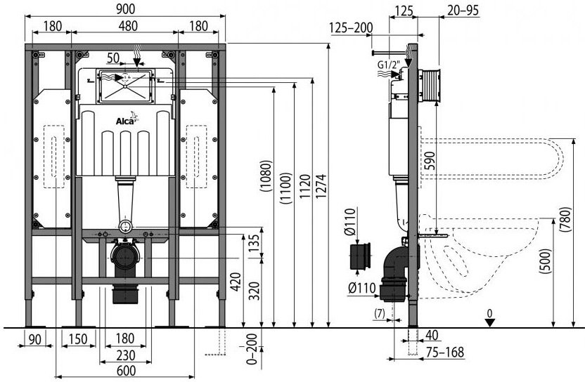 Инсталляция ALCAPLAST AM101/1300H Sadroмodul Инсталляция ALCAPLAST AM101/1300H Sadroмodul
