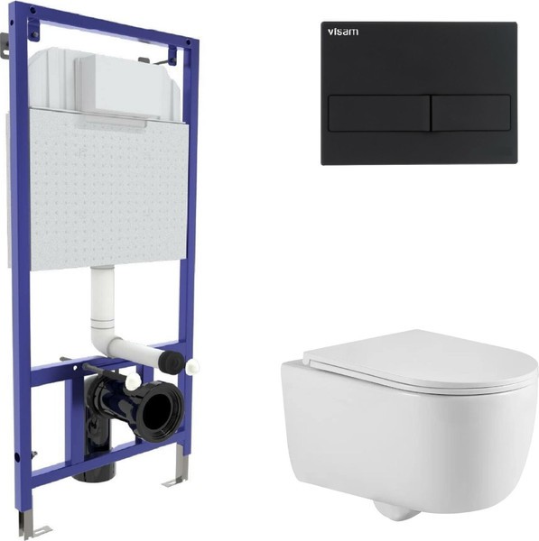 Унитаз подвесной с инсталляцией Berges Tornas Rimless + Visam Slim 525 / EX-043410 (с кнопкой, с сиденьем) Унитаз подвесной с инсталляцией Berges Tornas Rimless + Visam Slim 525 / EX-043410 (с кнопкой, с сиденьем)