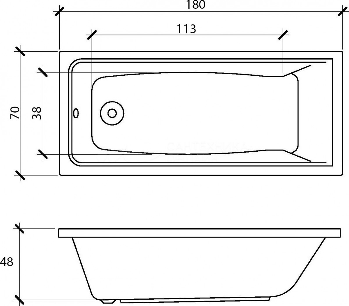 Ванна акриловая Alba Spa Gamma 180x70 Ванна акриловая Alba Spa Gamma 180x70
