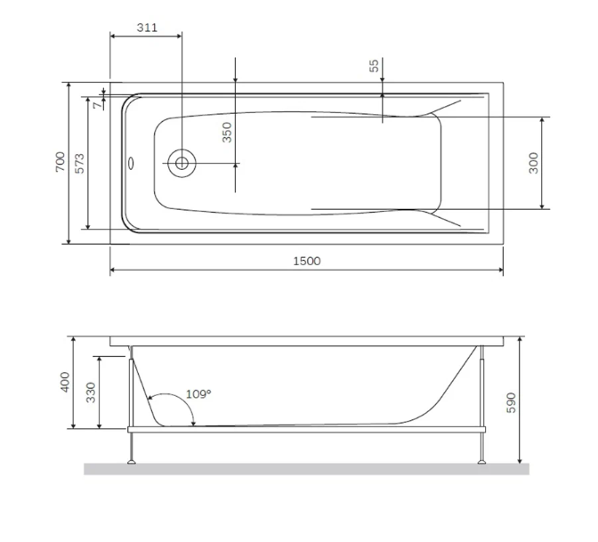 Ванна акриловая Am.Pm Gem 150x70 W90A-150-070W-A Ванна акриловая Am.Pm Gem 150x70 W90A-150-070W-A