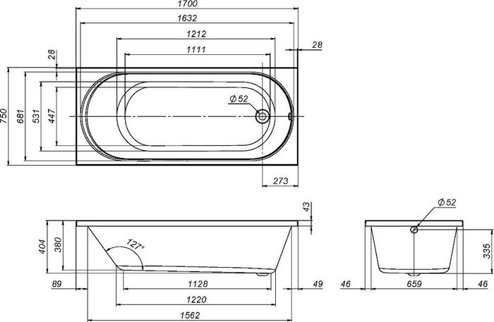 Ванна акриловая Am.Pm X-Joy W94A-170-075W-A 170x75 белый Ванна акриловая Am.Pm X-Joy W94A-170-075W-A 170x75 белый