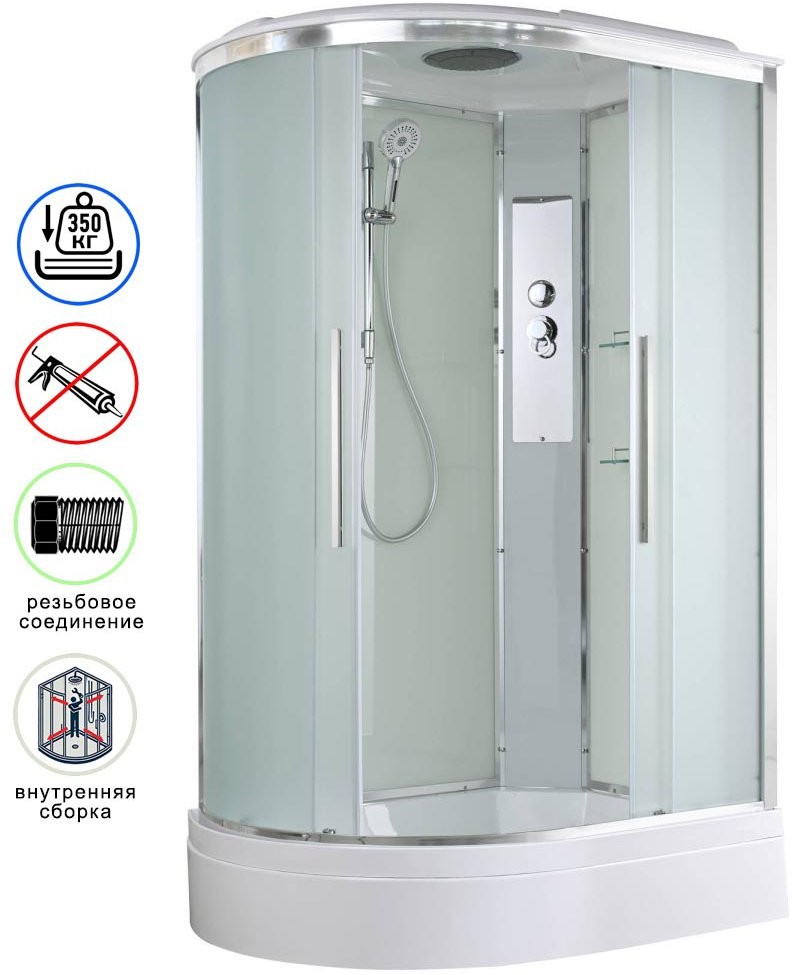 Душевая кабина Avacan EM3812R AVA 120x80 правая, стандарт, стекла матовые, профиль хром Душевая кабина Avacan EM3812R AVA 120x80 правая, стандарт, стекла матовые, профиль хром