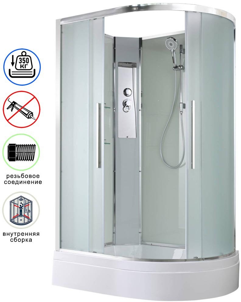 Душевая кабина Avacan EM3812LN AVA 120x80 левая, без крыши, стекла матовые, профиль хром Душевая кабина Avacan EM3812LN AVA 120x80 левая, без крыши, стекла матовые, профиль хром