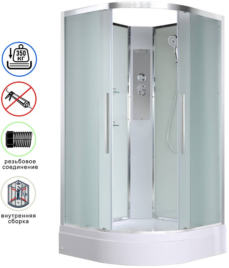 Душевая кабина Avacan EM3090N AVA 90x90 без крыши, стекла матовые, профиль хром Душевая кабина Avacan EM3090N AVA 90x90 без крыши, стекла матовые, профиль хром