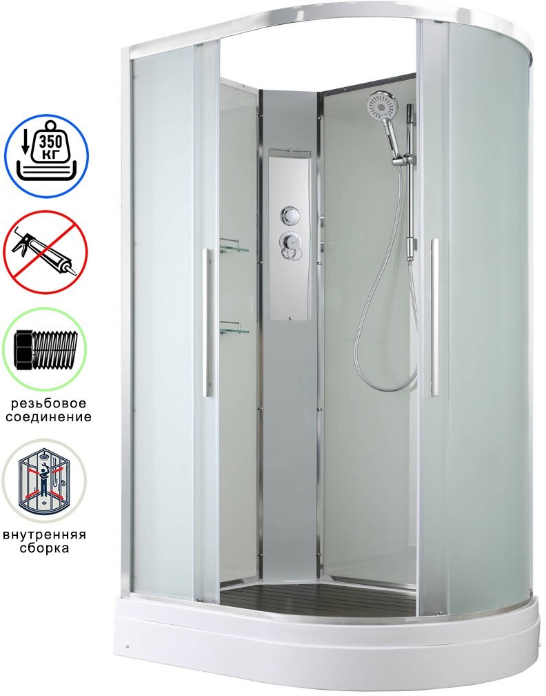 Душевая кабина Avacan EM2912LN AVA 120x90 левая, без крыши, стекла матовые, профиль хром Душевая кабина Avacan EM2912LN AVA 120x90 левая, без крыши, стекла матовые, профиль хром