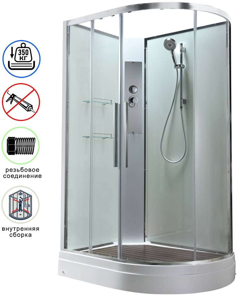 Душевая кабина Avacan EM2912LNT AVA 120x90 левая, без крыши, стекла прозрачные, профиль хром Душевая кабина Avacan EM2912LNT AVA 120x90 левая, без крыши, стекла прозрачные, профиль хром