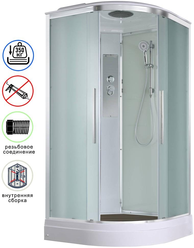 Душевая кабина Avacan EM2090 AVA 90x90 стандарт, стекла матовые, профиль хром Душевая кабина Avacan EM2090 AVA 90x90 стандарт, стекла матовые, профиль хром