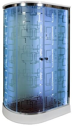 Душевая кабина Avacan EM2012RLED+GM AVA 120x90 с LED и гидромассажем, правая, стекла с узором, профиль хром Душевая кабина Avacan EM2012RLED+GM AVA 120x90 с LED и гидромассажем, правая, стекла с узором, профиль хром