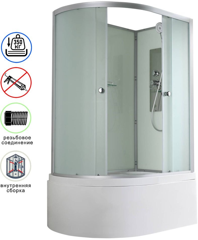 Душевая кабина Avacan D5012RN AVA 120x80 правая, без крыши, стекла матовые, профиль хром Душевая кабина Avacan D5012RN AVA 120x80 правая, без крыши, стекла матовые, профиль хром