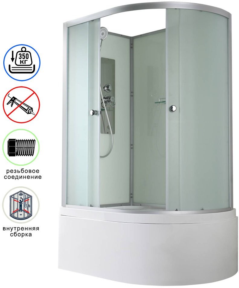 Душевая кабина Avacan D5012LN AVA 120x80 левая, без крыши, стекла матовые, профиль хром Душевая кабина Avacan D5012LN AVA 120x80 левая, без крыши, стекла матовые, профиль хром