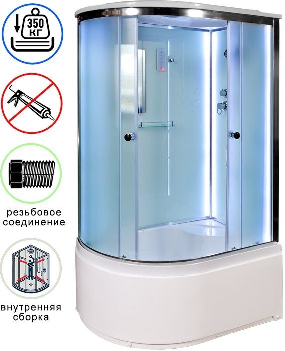 Душевая кабина Avacan D120SRLED AVA 120x80 LED, правая, стекла матовые, профиль хром Душевая кабина Avacan D120SRLED AVA 120x80 LED, правая, стекла матовые, профиль хром