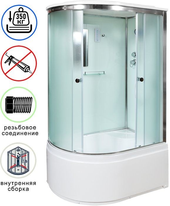 Душевая кабина Avacan D120SREL AVA 120x80 с электрикой, правая, стекла матовые, профиль хром Душевая кабина Avacan D120SREL AVA 120x80 с электрикой, правая, стекла матовые, профиль хром