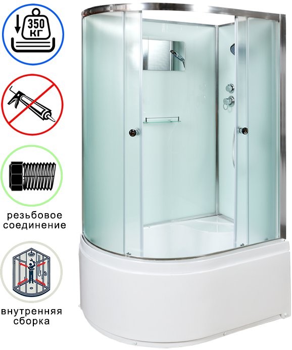 Душевая кабина Avacan D120R AVA 120x80 без крыши, правая, стекла матовые, профиль хром Душевая кабина Avacan D120R AVA 120x80 без крыши, правая, стекла матовые, профиль хром