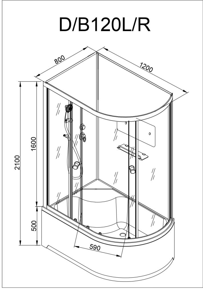 Душевая кабина Avacan D120R AVA 120x80 без крыши, правая, стекла матовые, профиль хром Душевая кабина Avacan D120R AVA 120x80 без крыши, правая, стекла матовые, профиль хром