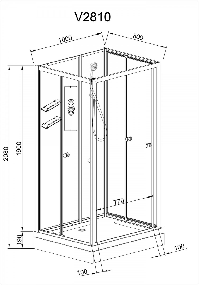 Душевая кабина Avacan V2810N AVA 100x80 без крыши , стекла прозрачные, профиль хром Душевая кабина Avacan V2810N AVA 100x80 без крыши , стекла прозрачные, профиль хром