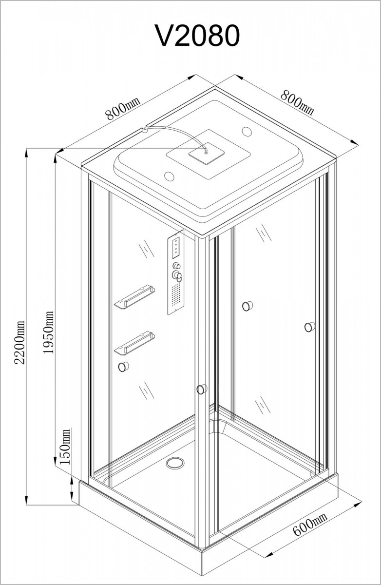 Душевая кабина Avacan V2080 AVA 80x80 стандарт, стекла прозрачные, профиль хром Душевая кабина Avacan V2080 AVA 80x80 стандарт, стекла прозрачные, профиль хром