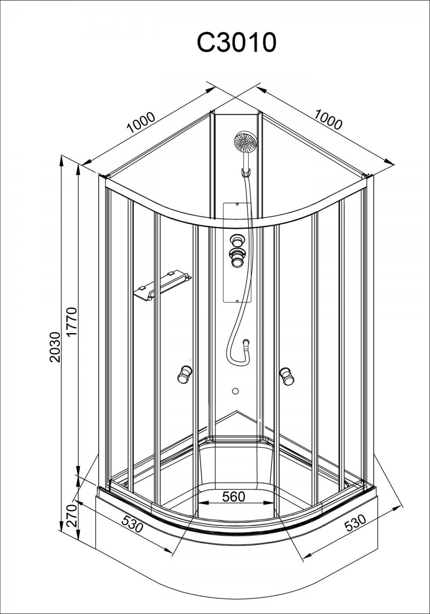 Душевая кабина Avacan C3010 N AVA 100x100 без крыши, стекла матовые, профиль хром Душевая кабина Avacan C3010 N AVA 100x100 без крыши, стекла матовые, профиль хром