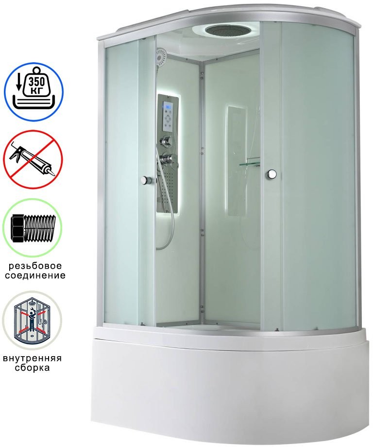 Душевая кабина Avacan D5012LLED AVA 120x80 левая, LED, стекла матовые, профиль хром Душевая кабина Avacan D5012LLED AVA 120x80 левая, LED, стекла матовые, профиль хром