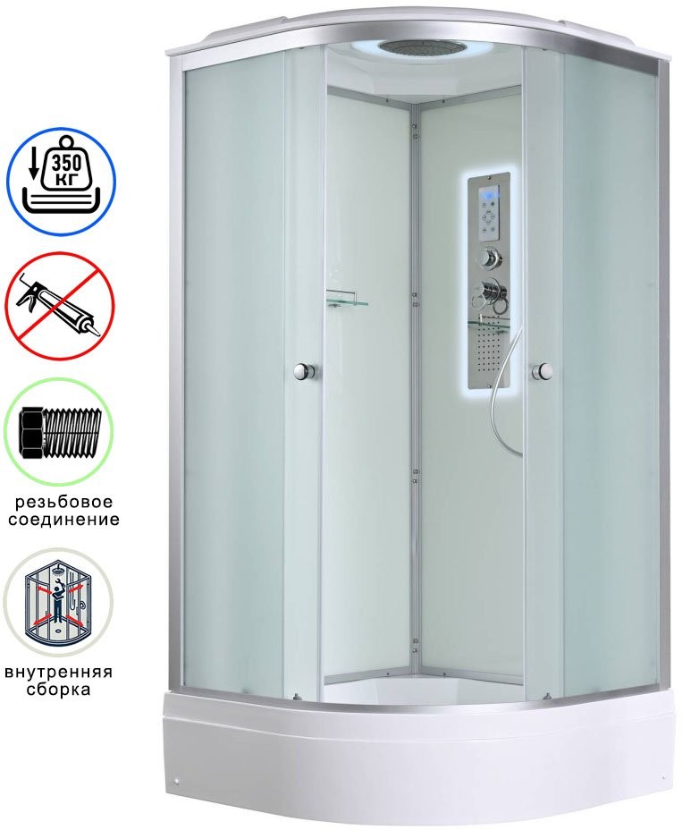 Душевая кабина Avacan D3090LED AVA 90x90 LED, стекла матовые, профиль хром Душевая кабина Avacan D3090LED AVA 90x90 LED, стекла матовые, профиль хром