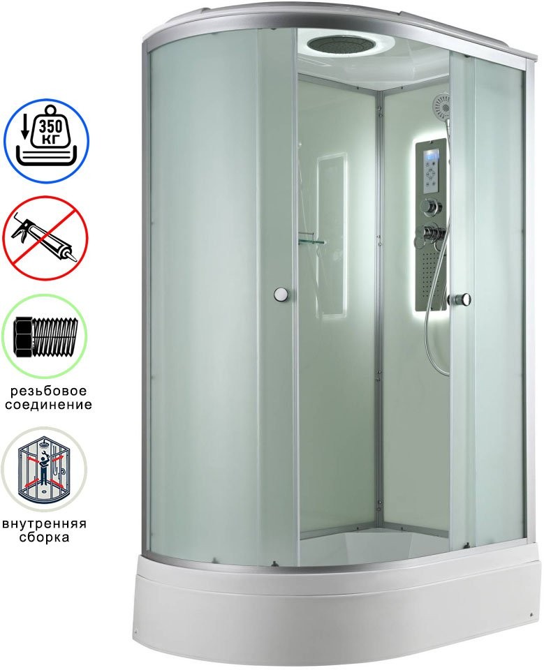 Душевая кабина Avacan D3012RLED AVA 120x80 правая, LED, стекла матовые, профиль хром Душевая кабина Avacan D3012RLED AVA 120x80 правая, LED, стекла матовые, профиль хром