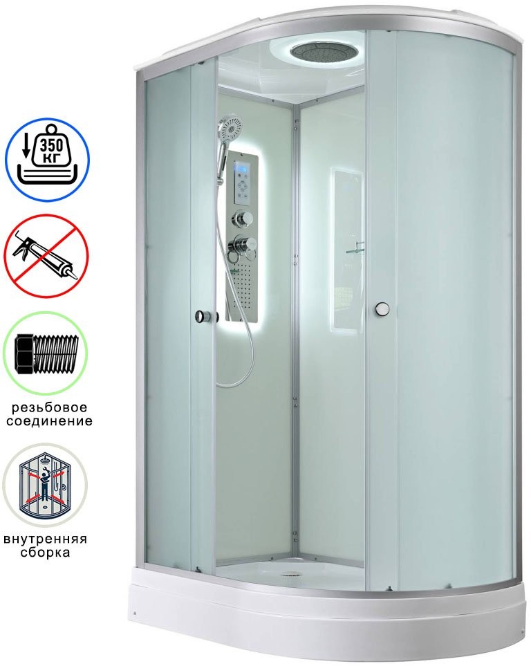 Душевая кабина Avacan D2012LLED AVA 120x80 левый, LED, стекла матовые, профиль хром Душевая кабина Avacan D2012LLED AVA 120x80 левый, LED, стекла матовые, профиль хром