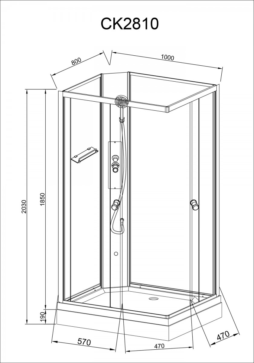 Душевая кабина Avacan CK2810N AVA 100x80 без крыши, стекла матовые, профиль хром Душевая кабина Avacan CK2810N AVA 100x80 без крыши, стекла матовые, профиль хром