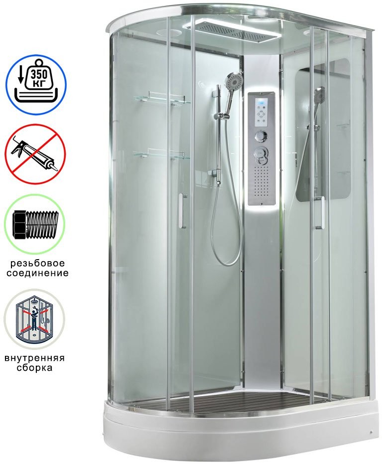 Душевая кабина Avacan A2912RLED AVA 120x90 правый, LED, стекла прозрачные, профиль хром Душевая кабина Avacan A2912RLED AVA 120x90 правый, LED, стекла прозрачные, профиль хром