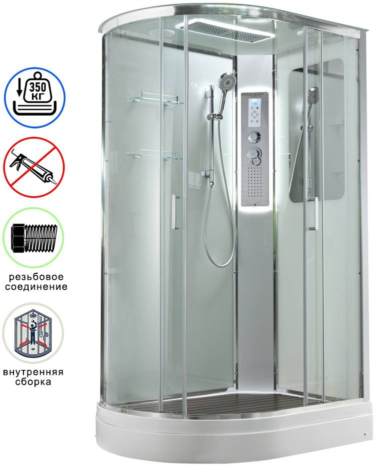 Душевая кабина Avacan A2812RLED AVA 120x80 правая, LED, стекла прозрачные, профиль хром Душевая кабина Avacan A2812RLED AVA 120x80 правая, LED, стекла прозрачные, профиль хром