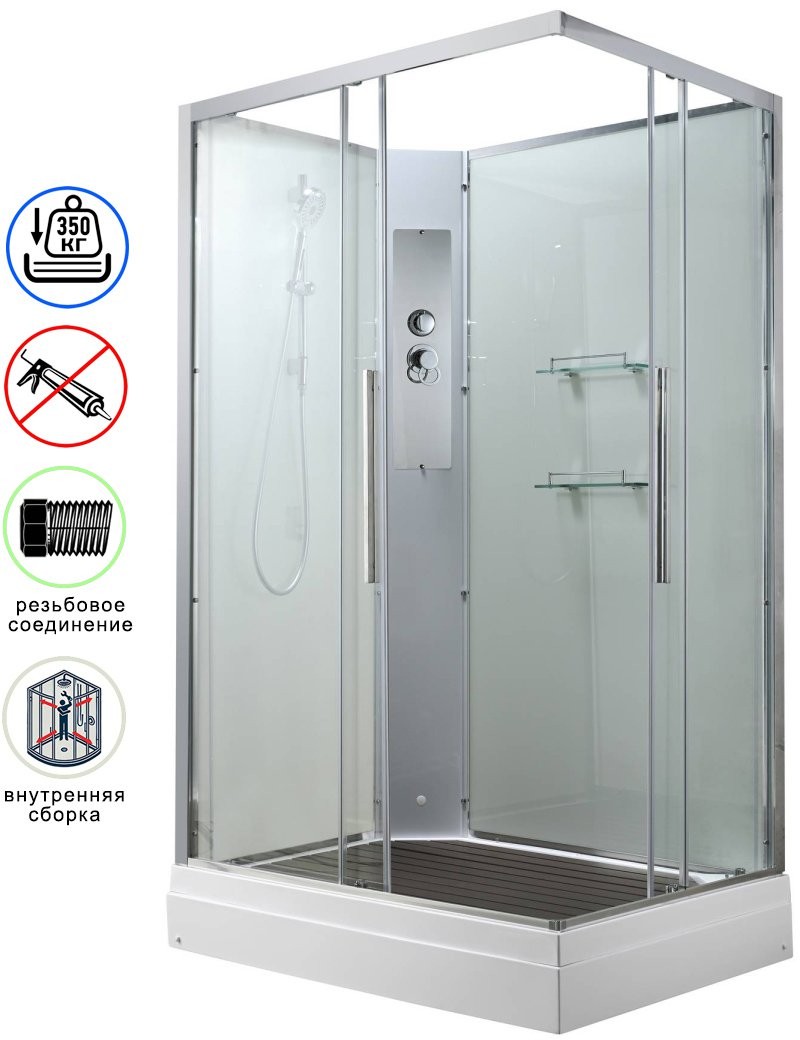 Душевая кабина Avacan K2810N AVA 100x80 без крыши, стекла прозрачные, профиль хром Душевая кабина Avacan K2810N AVA 100x80 без крыши, стекла прозрачные, профиль хром