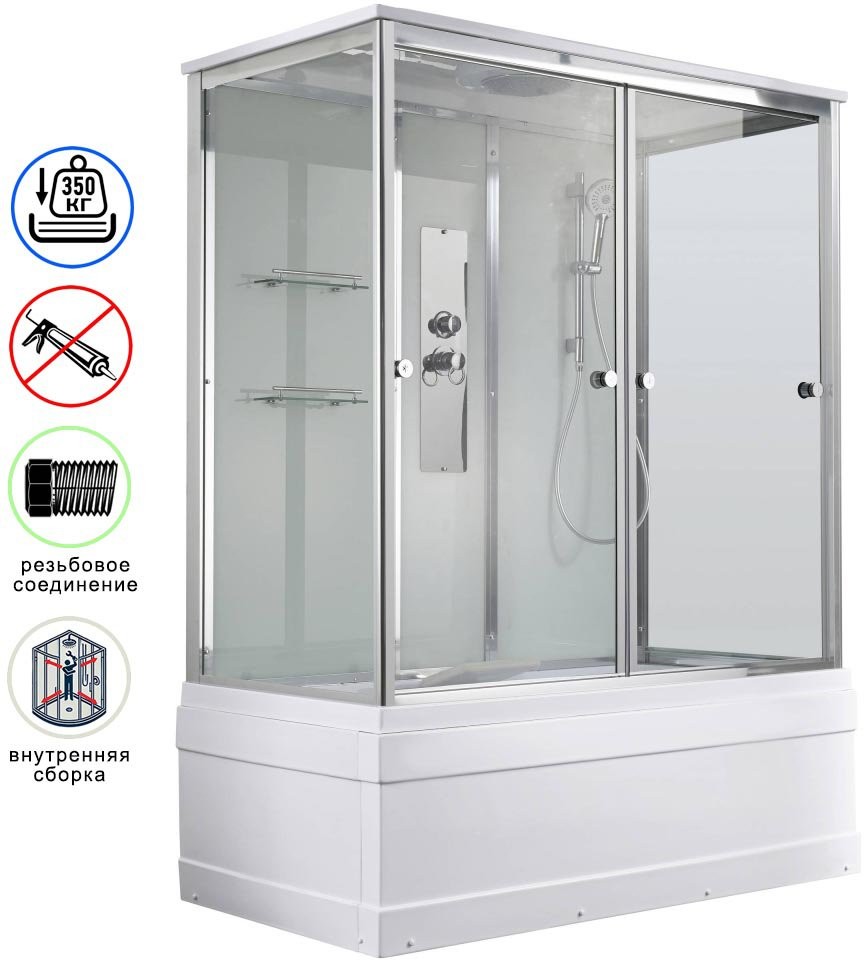 Душевая кабина Avacan V5016 AVA 160x85 стандарт, стекла прозрачные, профиль хром Душевая кабина Avacan V5016 AVA 160x85 стандарт, стекла прозрачные, профиль хром