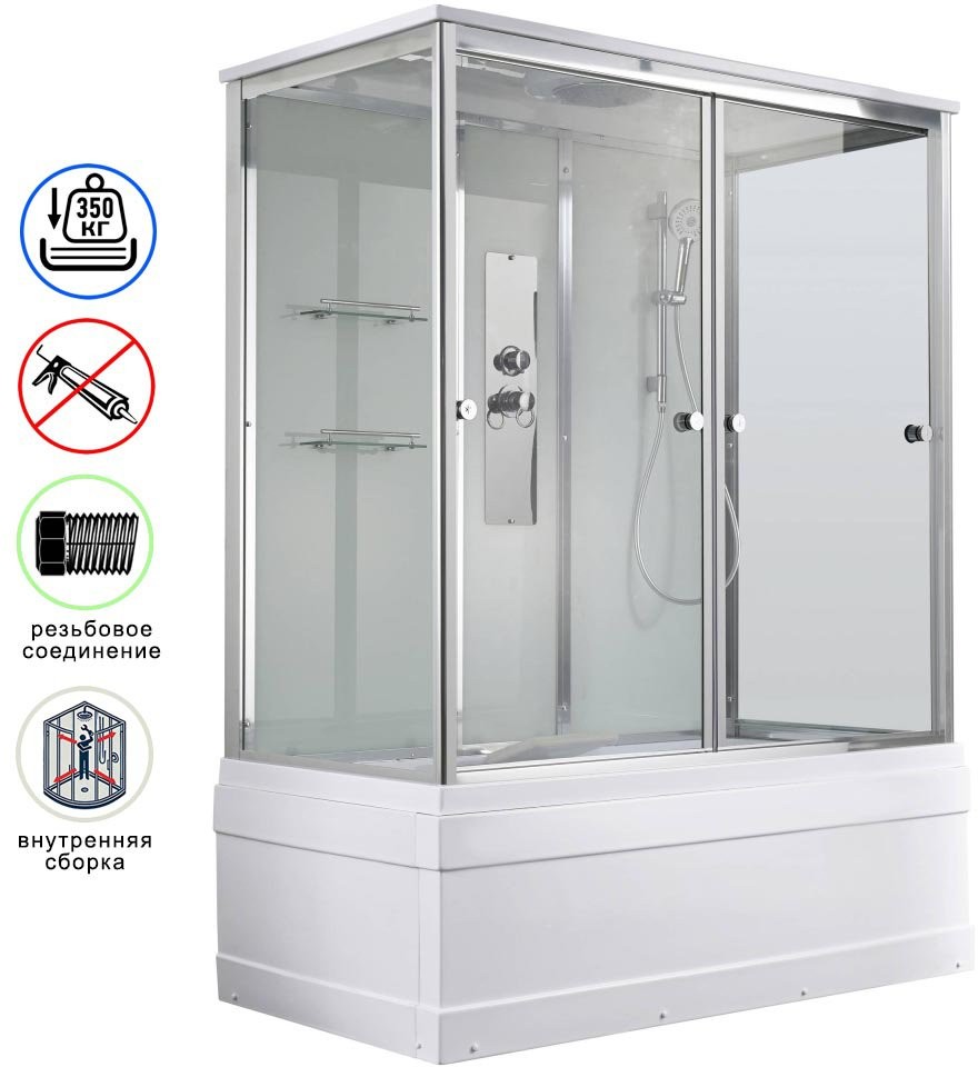 Душевая кабина Avacan V5015 AVA 150x85 стандарт, стекла прозрачные, профиль хром Душевая кабина Avacan V5015 AVA 150x85 стандарт, стекла прозрачные, профиль хром