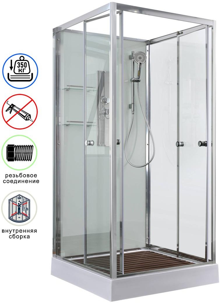 Душевая кабина Avacan V2090N AVA 90x90 без крыши стекла прозрачные, профиль хром Душевая кабина Avacan V2090N AVA 90x90 без крыши стекла прозрачные, профиль хром
