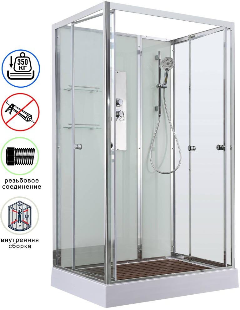 Душевая кабина Avacan V2011N AVA 110x90 без крыши, стекла прозрачные, профиль хром Душевая кабина Avacan V2011N AVA 110x90 без крыши, стекла прозрачные, профиль хром