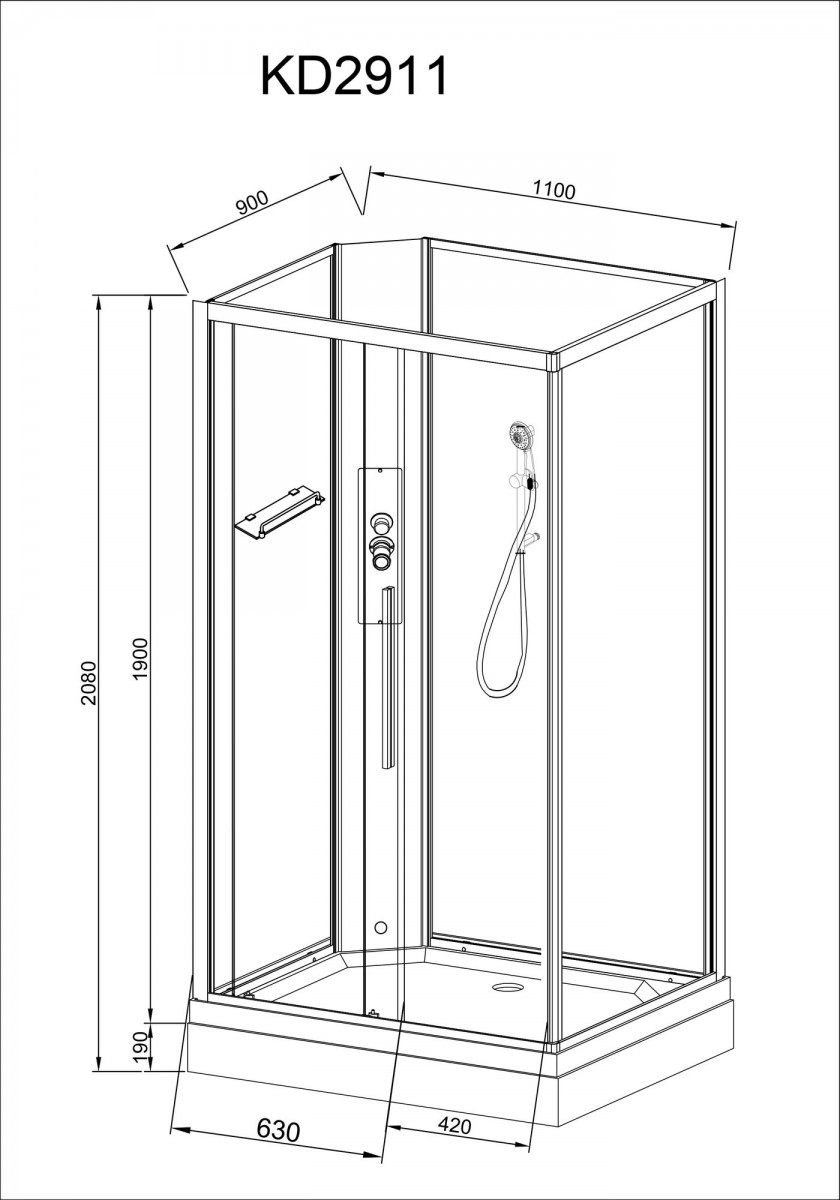 Душевая кабина Avacan KD2911N AVA 110x90 без крыши, стекла матовые, профиль хром Душевая кабина Avacan KD2911N AVA 110x90 без крыши, стекла матовые, профиль хром