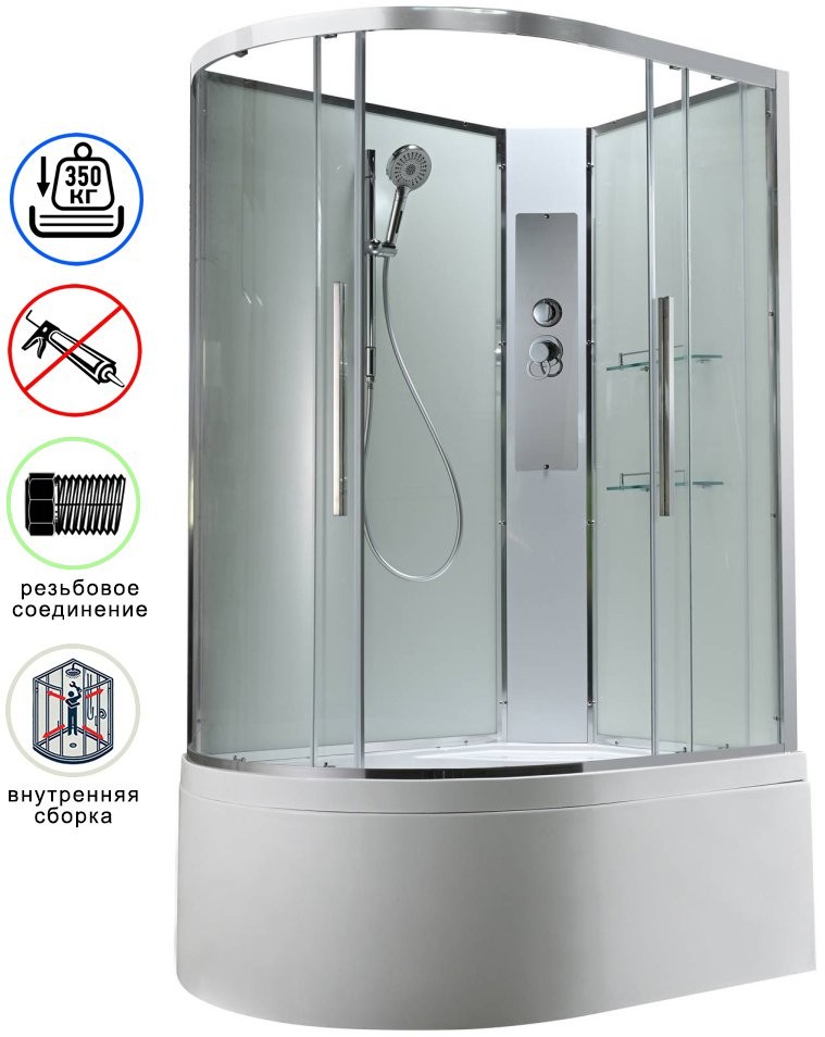 Душевая кабина Avacan EM5912RNT AVA 120x90 правая, без крыши, стекла прозрачные, профиль хром Душевая кабина Avacan EM5912RNT AVA 120x90 правая, без крыши, стекла прозрачные, профиль хром