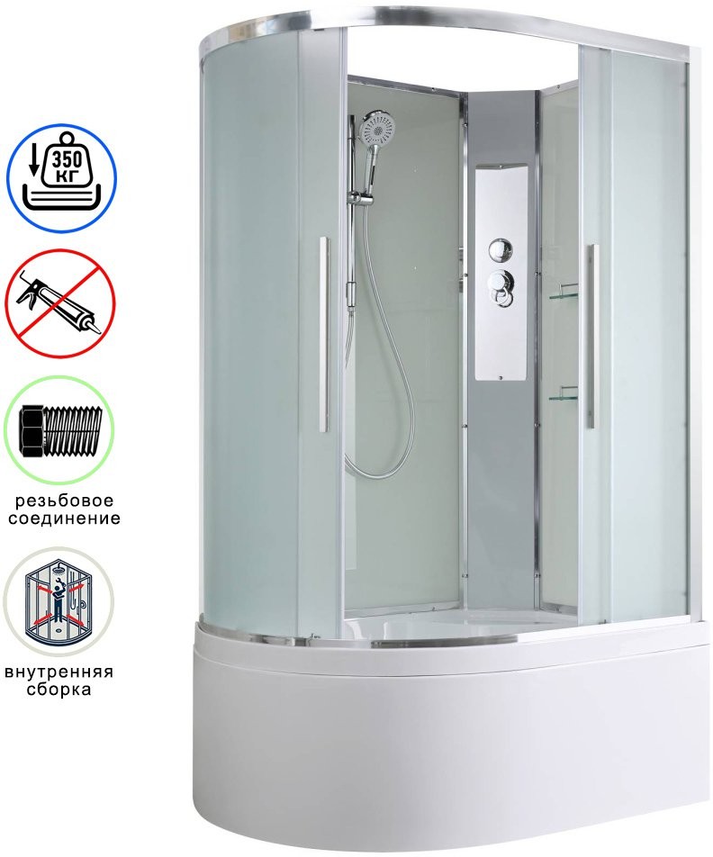 Душевая кабина Avacan EM5912RN AVA 120x90 правая, без крыши, стекла матовые, профиль хром Душевая кабина Avacan EM5912RN AVA 120x90 правая, без крыши, стекла матовые, профиль хром
