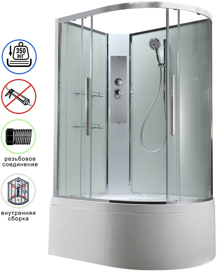 Душевая кабина Avacan EM5912LNT AVA 120x90 левая, без крыши, стекла прозрачные, профиль хром Душевая кабина Avacan EM5912LNT AVA 120x90 левая, без крыши, стекла прозрачные, профиль хром